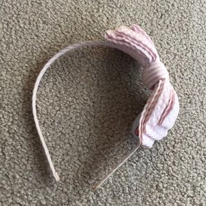 Pink seersucker bow headband